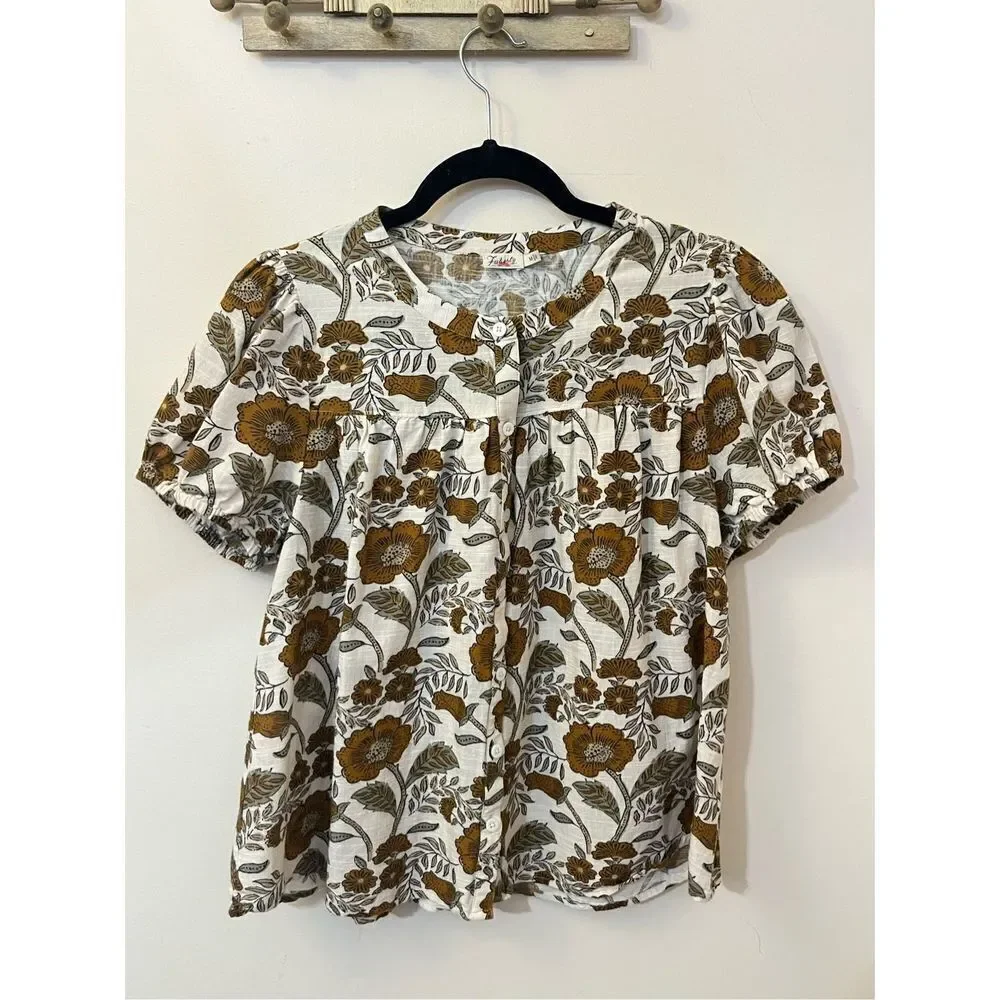 Faherty Juliet Button Down Blouse M - Picture 1 of 6